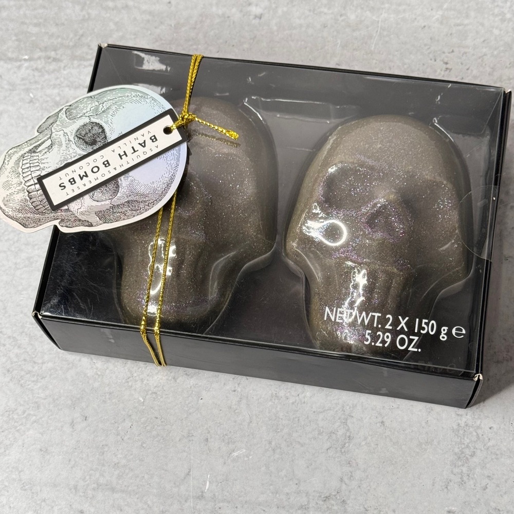 Asquith & Somerset Vanilla Coconut Disco Skull Bath Bombs Set Glitter NEW